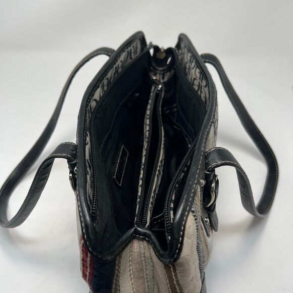 FOSSIL Bag Women's Leather Suede Textile Patchwork Logo Striped Shoulder Purse - Picture 14 of 14